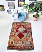 Vintage Turkish rug in a living room setting, pile rug, Turkish rug, vintage rug, portland, rug shop, bright colors, wild shaman, soft rug, bold color, Portland, Oregon, rug store, rug shop, local shop, shag rug, shaggy, plush,tulu rugs