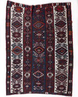 Vintage kilim rug in living room setting, bright colors, wild shaman, soft rug, bold color, Portland, Oregon, rug store, rug shop, local shop, vintage rug, modern kilim, warm colors