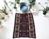 Vintage kilim rug in living room setting, bright colors, wild shaman, soft rug, bold color, Portland, Oregon, rug store, rug shop, local shop, vintage rug, modern kilim, warm colors