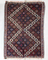 Vintage kilim rug in living room setting, bright colors, wild shaman, soft rug, bold color, Portland, Oregon, rug store, rug shop, local shop, vintage rug, modern kilim, warm colors