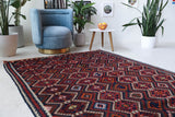 Vintage kilim rug in living room setting, bright colors, wild shaman, soft rug, bold color, Portland, Oregon, rug store, rug shop, local shop, vintage rug, modern kilim, warm colors