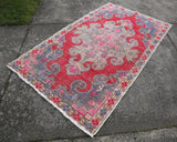 Vintage Faded Anatolian Turkish Rug