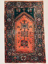 Vintage Turkish rug in a living room setting, pile rug, Turkish rug, vintage rug, portland, rug shop, bright colors, wild shaman, soft rug, bold color, Portland, Oregon, rug store, rug shop, local shop, antique rug