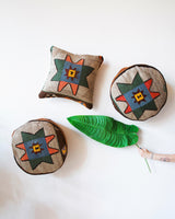 Floor pouf in a living room setting, pillow, turkish pillow, kilim pillow, home decor, decorative pillow, sham, rug pillow, decor, home decor, pouf, floor cushion, cushion, Portland, rugshop, Oregon, Wild Shaman, ottoman