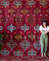 old rug, antique rug, Turkish rug, Portland, Oregon, rug store, rug shop, local shop, bright colors, wild shaman, large rug, area rug, red rug, bold color, burgundy, dark red, flat weave, kilim rug