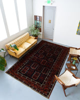 old rug, antique rug, Turkish rug, Portland, Oregon, rug store, rug shop, local shop, bright colors, wild shaman, large rug, area rug, red rug, bold color, baluch rug, burgundy, dark red