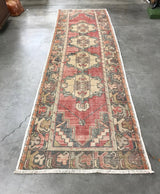 Vintage Faded Anatolian Turkish Runner Rug