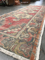 Vintage Faded Anatolian Turkish Runner Rug