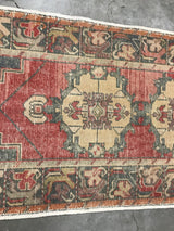 Vintage Faded Anatolian Turkish Runner Rug