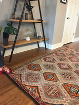 Vintage Mersin Mut Cicim Kilim 4.1x7.6ft