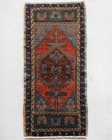 Vintage mini kilim rug in room decor setting, kilim, Turkish rug, vintage rug, portland, rug shop, bright colors, wild shaman, soft rug, bold color, Portland, Oregon, rug store, rug shop, local shop