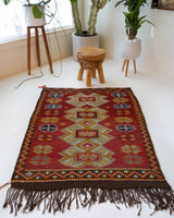 pile rug, Turkish rug, vintage rug, portland, rug shop, bright colors, wild shaman, area rug, red rug, mini rug, bold color, Portland, Oregon, rug store, rug shop, local shop, flat weave, kilim rug