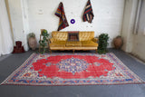 pile rug, turkish rug, vintage rug, portland, rug shop, bright colors, wild shaman, area rug, red rug, worn out rug