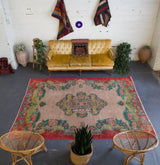 pile rug, turkish rug, vintage rug, portland, rug shop, bright colors, wild shaman, area rug, red rug, worn out rug