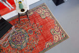 pile rug, turkish rug, vintage rug, portland, rug shop, bright colors, wild shaman, area rug, red rug, worn out rug