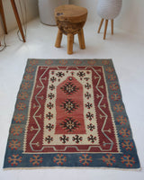 old rug, antique rug, earthy colors, faded colors, Turkish rug, vintage rug, flat weave, kilim rug, large area rug, square rug, Wild Shaman, Portland, Oregon, rug store, rug shop, local shop