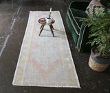 Vintage Turkish Faded Anatolian Runner Rug 3ftx8.10ft