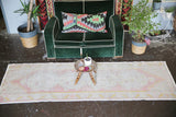 Vintage Turkish Faded Anatolian Runner Rug 3ftx8.10ft