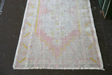 Vintage Turkish Faded Anatolian Runner Rug 3ftx8.10ft