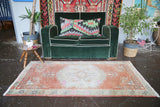 Vintage Faded Anatolian Rug 2.11ftx5.8ft