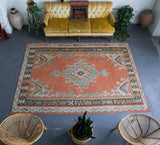 old rug, antique rug, earthy colors, faded colors, turkish rug, vintage rug, flat weave, kilim rug, large area rug, square rug, Wild Shaman, Portland, Oregon, rug store, rug shop, local shop