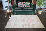 Old Faded Anatolian Rug 3.6tx4.11ft