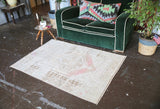 Old Faded Anatolian Rug 3.6tx4.11ft