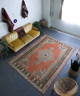 old rug, antique rug, earthy colors, faded colors, turkish rug, vintage rug, flat weave, kilim rug, large area rug, square rug, Wild Shaman, Portland, Oregon, rug store, rug shop, local shop