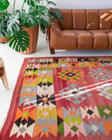 Turkish rug, vintage rug, flat weave, kilim rug, large area rug, square rug, Wild Shaman, Portland, Oregon, rug store, rug shop, local shop, bright colors, area rug, bold color