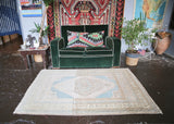 Old Faded Anatolian Rug 3.10ftx5.9ft
