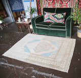 Old Faded Anatolian Rug 3.10ftx5.9ft