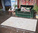 Vintage Faded Anatolian Rug 3.9ftx6.4ft