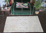 Vintage Faded Anatolian Rug 3.9ftx6.4ft