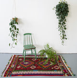 orange, green, bright color, antique, oushak rug, portland rug shop, rug store, wild shaman, cicim rug