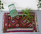 orange, green, bright color, antique, oushak rug, portland rug shop, rug store, wild shaman, cicim rug