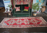 Vintage Turkish Faded Anatolian Runner Rug 3ftx9ft