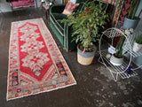 Vintage Turkish Faded Anatolian Runner Rug 3ftx9ft