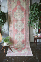 Vintage Turkish Faded Anatolian Runner Rug 3ftx9.6ft