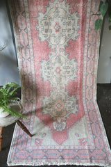 Vintage Turkish Faded Anatolian Runner Rug 3ftx9.6ft