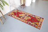 Vintage Anatolian Rug 2.7ftx6.2ft