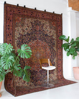 Vintage Turkish rug in a living room setting, pile rug, Turkish rug, vintage rug, portland, rug shop, bright colors, wild shaman, soft rug, bold color, Portland, Oregon, rug store, rug shop, local shop, antique rug