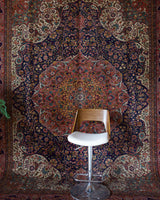 Vintage Turkish rug in a living room setting, pile rug, Turkish rug, vintage rug, portland, rug shop, bright colors, wild shaman, soft rug, bold color, Portland, Oregon, rug store, rug shop, local shop, antique rug