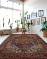 Vintage Turkish rug in a living room setting, pile rug, Turkish rug, vintage rug, portland, rug shop, bright colors, wild shaman, soft rug, bold color, Portland, Oregon, rug store, rug shop, local shop, antique rug