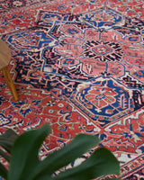 Vintage Persian rug in a living room setting, pile rug, Turkish rug, vintage rug, portland, rug shop, bright colors, wild shaman, soft rug, bold color, Portland, Oregon, rug store, rug shop, local shop, soft rug, pastel colors, faded colors, Persian rug, antique rug