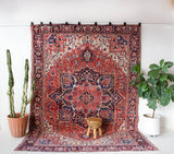 Vintage Persian rug in a living room setting, pile rug, Turkish rug, vintage rug, portland, rug shop, bright colors, wild shaman, soft rug, bold color, Portland, Oregon, rug store, rug shop, local shop, soft rug, pastel colors, faded colors, Persian rug, antique rug