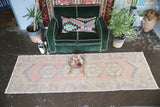 Vintage Turkish Faded Anatolian Runner Rug 3.2ftx9.6ft