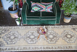 Vintage Turkish Faded Anatolian Runner Rug 3.2ftx10.8ft