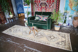 Vintage Turkish Faded Anatolian Runner Rug 3.2ftx10.8ft