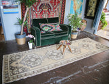 Vintage Turkish Faded Anatolian Runner Rug 3.2ftx10.8ft
