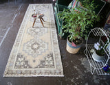 Vintage Turkish Faded Anatolian Runner Rug 3.2ftx10.8ft
